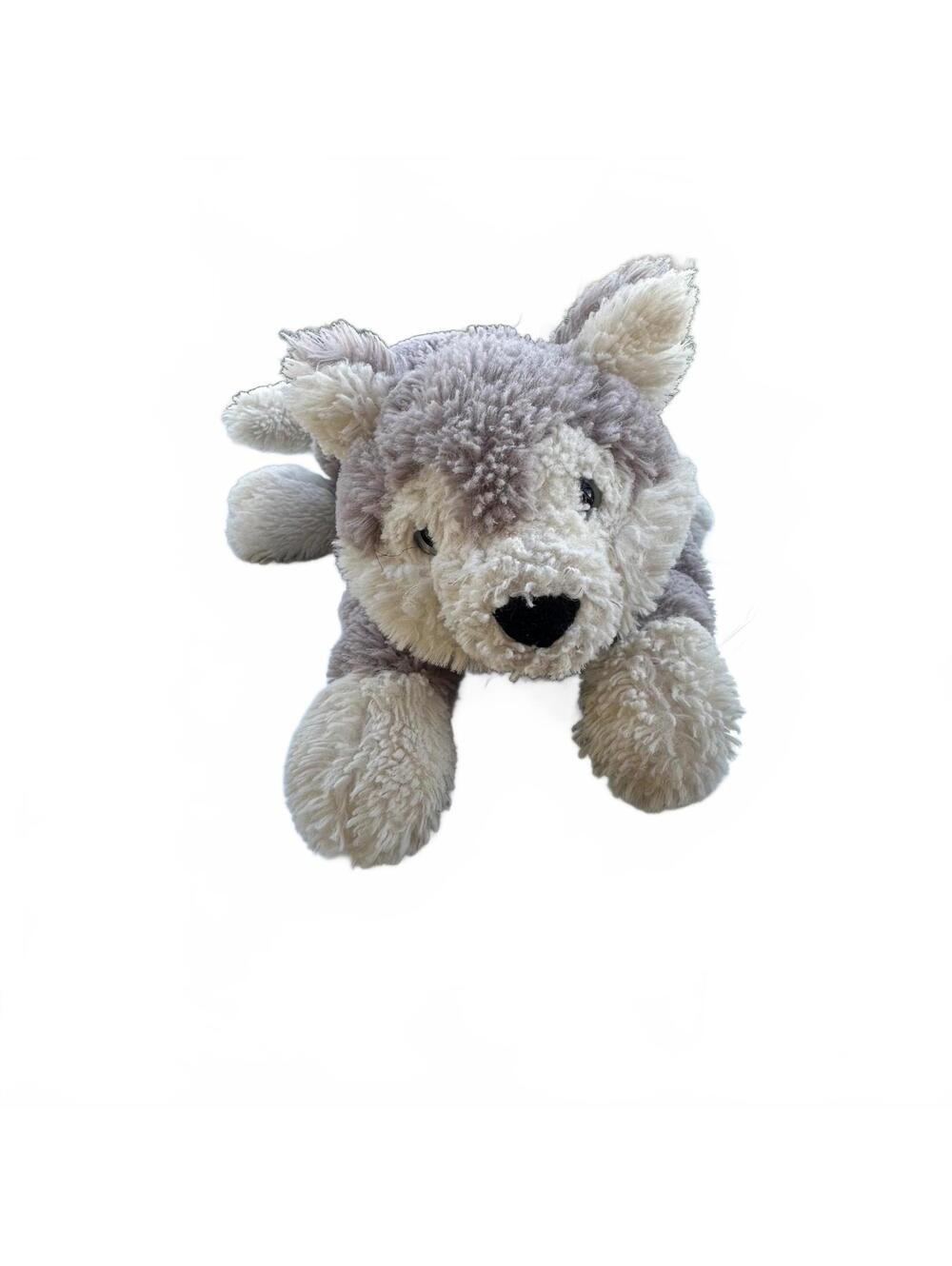 RARE Retired Jellycat Hudson Husky Plush Blue Eyes Gray White Dog Stuffed Animal